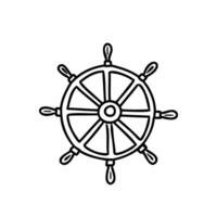 pilotage roue pour navires et bateaux. main tiré illustration dans griffonnage style, ligne art isolé sur blanc Contexte vecteur