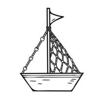 mignonne bateau, bateau illustration. main peint été mer nautique élément dans griffonnage style isolé sur blanc Contexte. vecteur