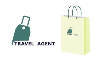 Voyage agence logo modèle avec valise ou bagages concept. illustration. vecteur