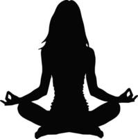 silhouette de une femme séance dans lotus position vecteur