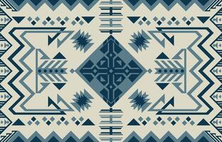 navajo bleu sans couture originaire de américain ornement. ethnique Sud occidental décor style. boho géométrique ornement. sans couture modèle. mexicain couverture, tapis. tissé tapis vecteur