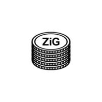 Nouveau Zimbabwe devise symbole, le Zimbabwe or icône, zig signe. illustration vecteur