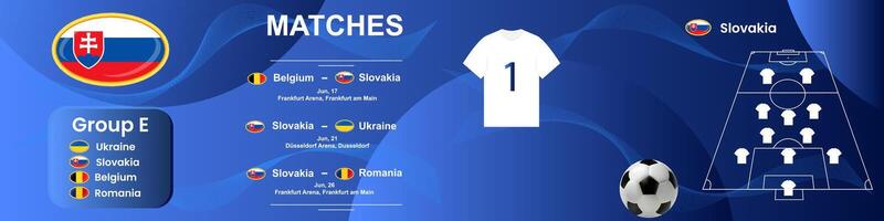 information bannière de le slovaque nationale Football équipe avec le rencontre calendrier. sans couture carrousel pour Instagram. vecteur