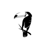 oiseau toucan perché branche isolé logo illustration vecteur