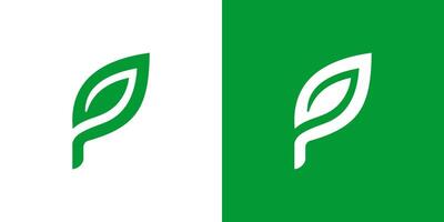 lettre p feuille plante arbre logo vecteur