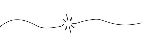 câble câble ligne Pause icône Facile graphique illustration, corde corde accident vasculaire cérébral cassé noir blanc, électrique circuit fil rupture instantané, déchiré chaîne image clipart vecteur