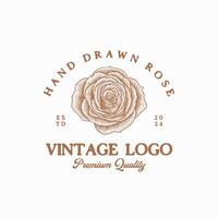 ancien main tiré Rose fleur logo conception vecteur