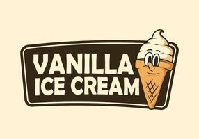 vanille la glace crème logo mascotte modèle vecteur