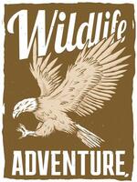 faune aventure affiche avec Aigle dessin vecteur