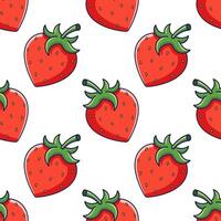 mignonne rouge fraise sans couture modèle dans dessin animé style. fraise illustration. fraise texture. modèle pour des gamins vêtements. vecteur