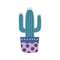 coloré épanouissement cactus, succulent dans pot. mignonne main tiré esquisser de cactus. griffonnage style, plat conception. scandinave, boho style. exotique et tropical usine, Accueil décor vecteur