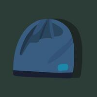 isolé illustration de une hiver des sports casquette.bleu chapeau sur une vert Contexte. vecteur