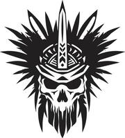 ritualiste révérence noir ic pour tribal crâne lineart emblème chamanique chuchote élégant tribal crâne lineart dans noir vecteur
