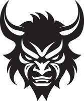 noir oni visage logo moderne symbole sinistre oni tête lisse noir icône vecteur