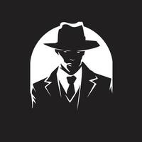 la criminalité patron tenue costume et chapeau emblème le enfile Signature mafia vecteur