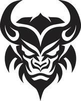 ombragé oni emblème complexe noir icône avec Japonais flair Japonais démon icône élégant oni tête dans noir pour moderne l'image de marque vecteur