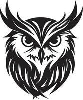 sage hibou symbole élégant illustration avec une mystérieux toucher féroce piranha complexe noir logo conception pour une audacieux marque vecteur