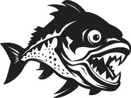 aquatique prédateur élégant noir icône avec complexe piranha conception foncé l'eau assassin minimaliste noir emblème pour une moderne Regardez vecteur