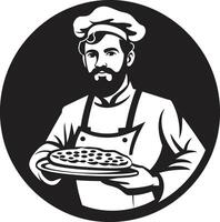 Pizza talent artistique déchaîné élégant noir logo avec moderne culinaire toucher savoureux création élégant emblème pour une savoureux marque vecteur