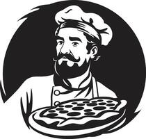 goût sensation élégant logo avec audacieux noir culinaire conception culinaire la maîtrise complexe noir emblème pour une moderne pizzeria Regardez vecteur