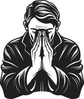 Divin gestes prier homme mains dans noir iconique piété logo conception de prier mains vecteur