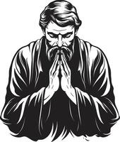 tranquille jetons logo de prier mains dans noir icône Divin dynamique prier homme mains conception dans noir vecteur