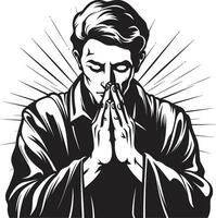 holistique harmonie prier homme mains icône conception dans Divin détails noir iconique prier mains vecteur