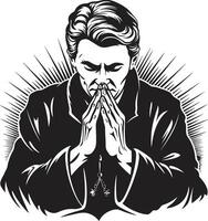spirituel silhouettes noir iconique prier mains pieux portraits élégant prier homme mains dans vecteur