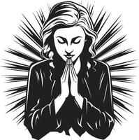 éthéré éphémère prier femme mains noir conception céleste les configurations logo de prier les femmes mains dans noir vecteur
