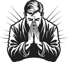 spirituel embrasse minimaliste prier mains icône conception éthéré lien prier homme mains dans noir vecteur