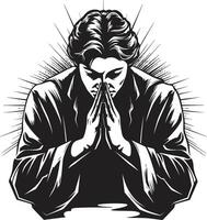tranquille hommages logo de prier mains dans noir éthéré mode de réalisation élégant prier homme mains vecteur