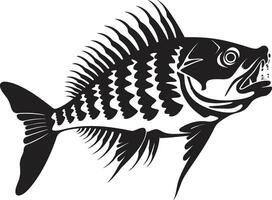furtif squelettique silhouette noir icône pour prédateur poisson squelette conception menaçant moelle marque noir logo de prédateur poisson squelette vecteur