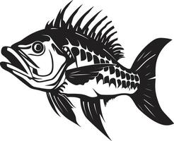 féroce cadre noir icône conception de prédateur poisson squelette ombragé colonne vertébrale minimaliste prédateur poisson squelette logo dans noir vecteur