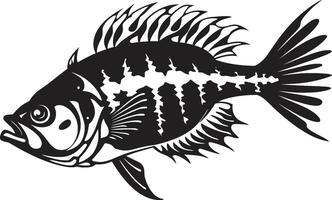 horrible dorsal insigne minimaliste noir icône conception pour prédateur poisson squelette bonefish monstre noir icône pour prédateur poisson squelette logo conception vecteur