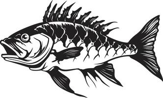 sauvage squelettique prédateur poisson squelette logo dans élégant noir de mauvais augure ostéologie noir icône conception de prédateur poisson squelette vecteur