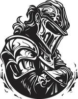 deuil monarque noir icône conception pour triste Chevalier soldat logo silencieux chagrin iconique noir triste Chevalier soldat emblème vecteur