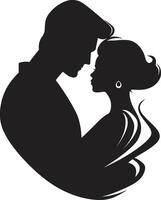 palpitant passion noir icône conception pour séduisant couple dans ravissant embrasse élégant noir séduisant couple logo vecteur