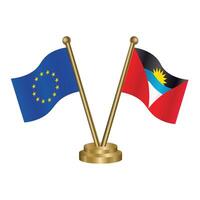 européen syndicat et antigua et Barbuda table drapeaux. vecteur illustration