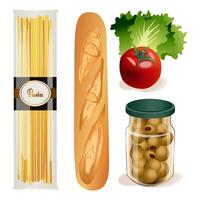 Ingrédients pour Pâtes. italien aliments. vecteur