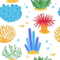 corail et océan les plantes sans couture modèle. sous-marin flore et algue. aquatique usine, tropical fond marin éléments Contexte pour textile, emballage. vecteur