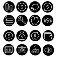 argent icône ensemble. la finance illustration signe collection. bancaire symbole. vecteur