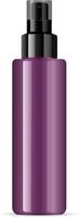 violet cosmétique brillant Plastique ou verre bouteille avec noir distributeur vaporisateur pompe. pulvérisateur liquide récipient pour gel, lotion, crème, sérum, base. beauté produits de beauté produit emballer. illustration. vecteur