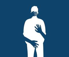 silhouette de l'homme, illustration vectorielle de harcèlement. violence contre les personnes, concept d'intimidation au travail. conception plate vecteur