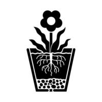 section de fleur pot avec fleuri maison plante. pot rempli avec sol et cailloux. plat illustration isolé sur blanche. vecteur