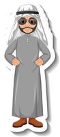 personnage de dessin animé homme arabe sur fond blanc vecteur