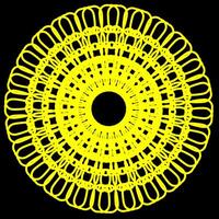 abstrait modèle dans le forme de une rond Jaune mandala sur une noir Contexte vecteur