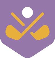 une violet et Jaune logo avec deux le golf clubs vecteur