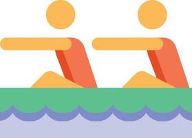 deux gens aviron dans une bateau sur une Lac vecteur