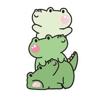 mignonne crocodile rester sur Haut chaque autre salutation.reptile animal personnage dessin animé conception.image pour carte, affiche, autocollant, bébé vêtements, t chemise impression écran.kawaii.illustration. vecteur