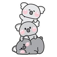 mignonne koala ours rester sur Haut chaque autre salutation.wild animal personnage dessin animé conception.image pour carte, affiche, autocollant, bébé vêtements, t chemise impression écran.relax.lay.kawaii.illustration. vecteur